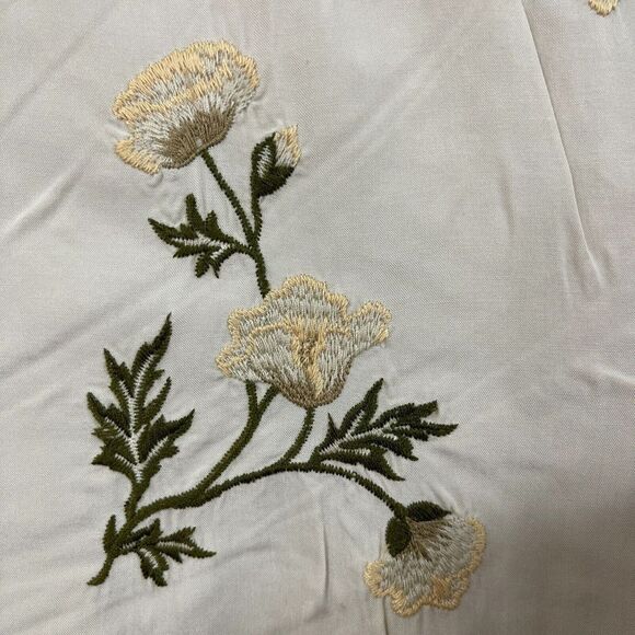 J Jill Large Embroidered Woven Front Shirt Button Front Long Sleeve Beige Womens - Picture 10 of 14